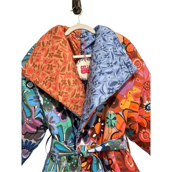 CeliaB Snowdon Quilted Tie Belt Floral Reversible Coat Multicolor Women's Medium - Picture 5 of 14